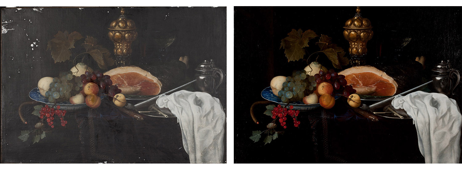 The conservation process of Still Life with Fruit, Meat The conservation process of Still Life with Fruit, Meat